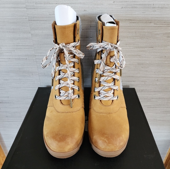 Sorel Lexi Wedge boot, booties camel Brown with grey felt sz 9.5 - Picture 7 of 12